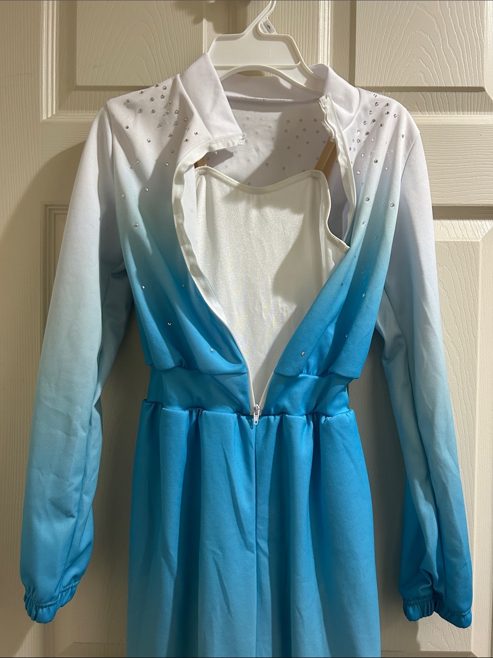 Weissman Ombre Blue White hip hop one piece  with Crystal Accents